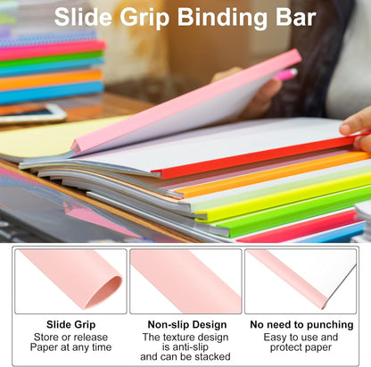 PATIKIL 30Pcs Binding Bars, 8mm Binding Bars Slide Grip 50 Sheets Capacity A4 Size Report Binder Teardrop Shape Presentation Binder for Report Cover Resume, White