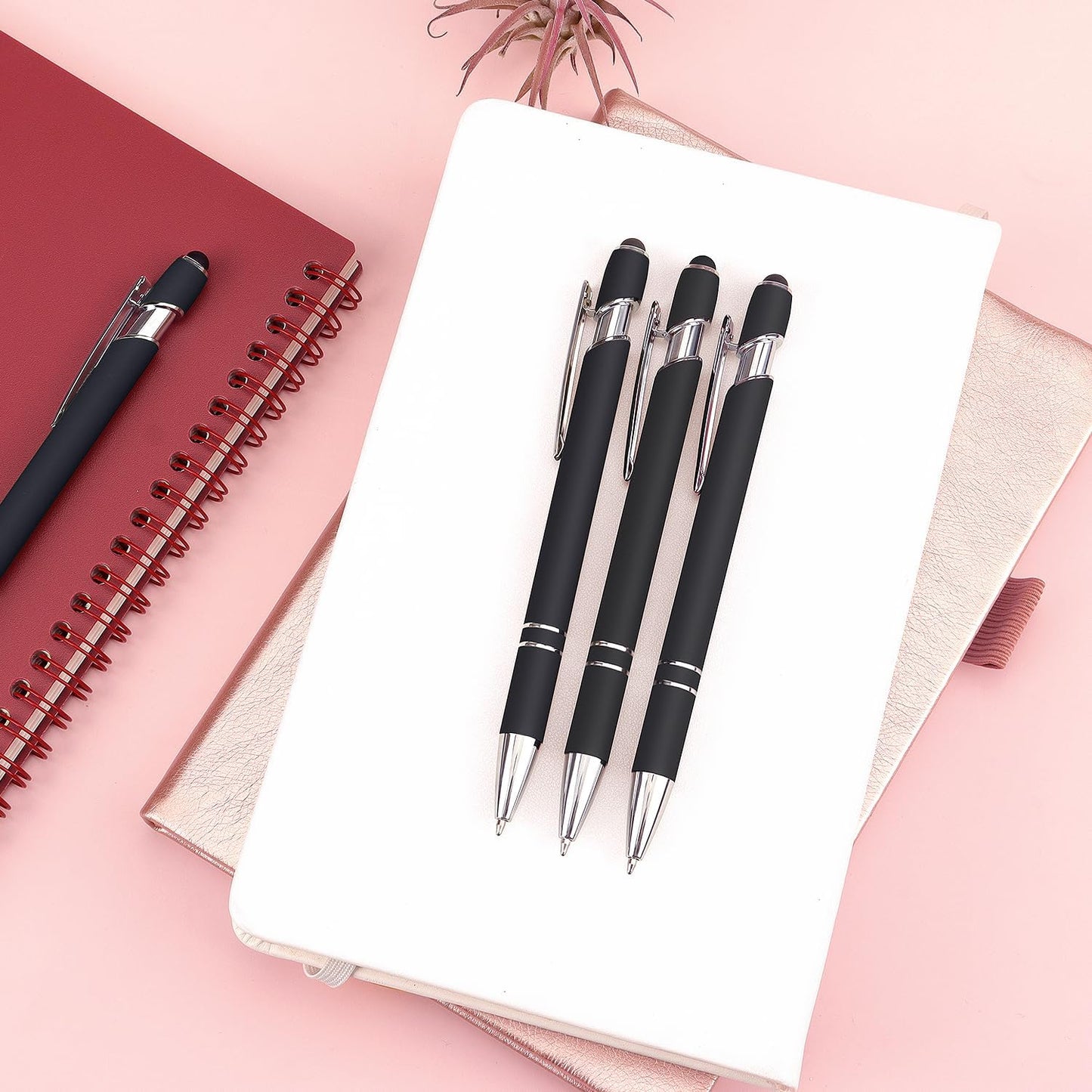 Bribobo 8 Pack Ballpoint Pen 2-in-1 Stylus Retractable Ballpoint Pen with Stylus tip, Metal Stylus Pen for Touch Screens, 1.0 mm Black Ink