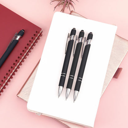 Bribobo 8 Pack Ballpoint Pen 2-in-1 Stylus Retractable Ballpoint Pen with Stylus tip, Metal Stylus Pen for Touch Screens, 1.0 mm Black Ink