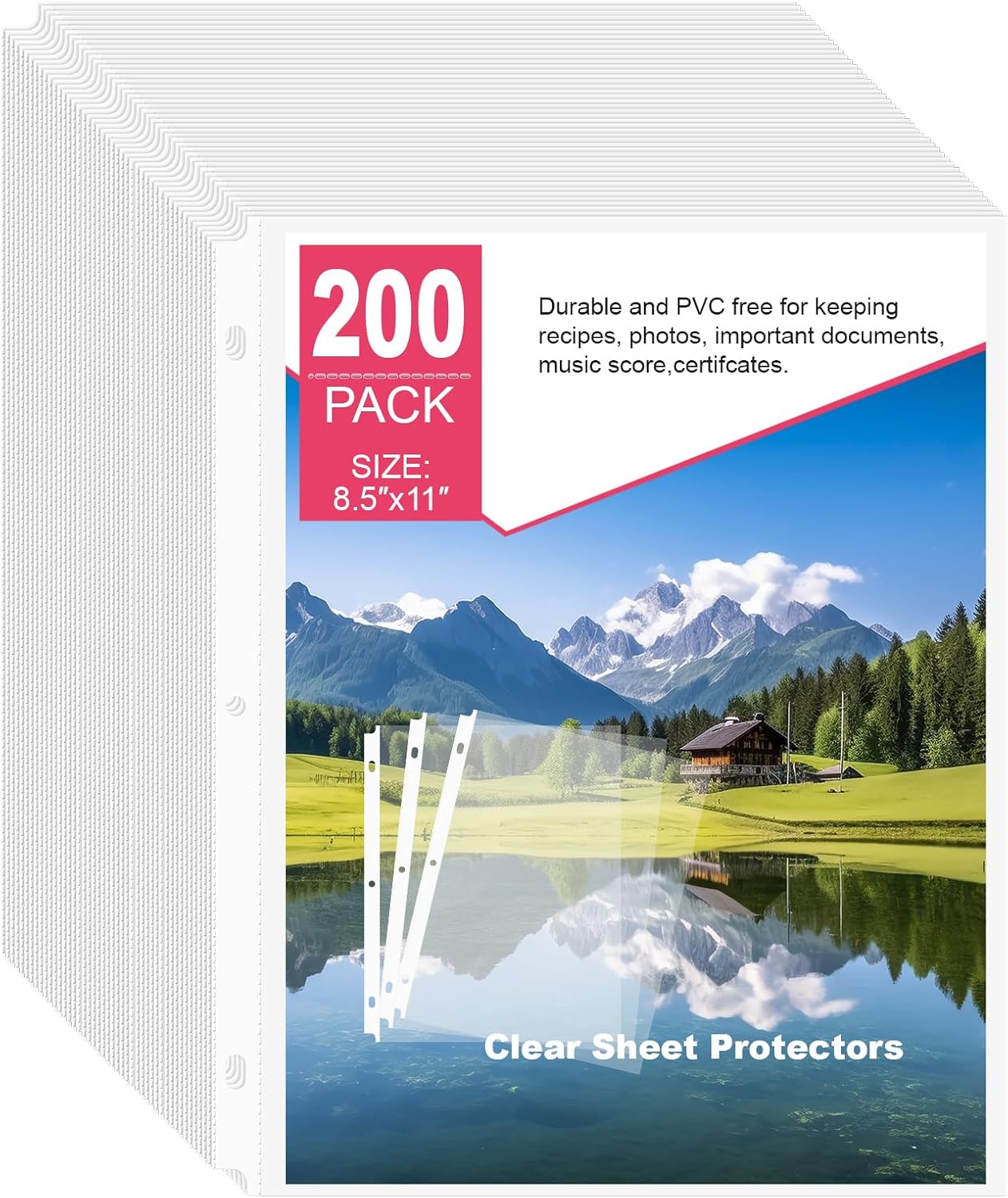 Sheet Protectors 50 Pack | Fits 8.5x11 Paper & 3-Ring Binders | Glare-Reducing Textured Surface with Reinforced Edges | Acid-Free Top-Loading for Home, School & Office