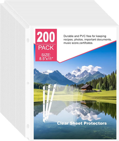Sheet Protectors 50 Pack | Fits 8.5x11 Paper & 3-Ring Binders | Glare-Reducing Textured Surface with Reinforced Edges | Acid-Free Top-Loading for Home, School & Office