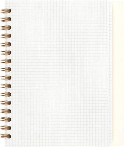 Maruman Septcouleur Grid Notebook- A5, 8.35" x 6.22", 100 Sheets / 200 Pages, 3mm Graph Paper Journal, Durable Rose Gold Wire-bound Spiral, Water Resistant Cover, Spicy Coral Pink, Made in Japan