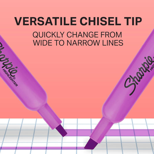 Sharpie Tank Highlighters, Chisel Tip, Assorted Fluorescent Colors, 12 Count - Back to School, Office, Teacher Supplies