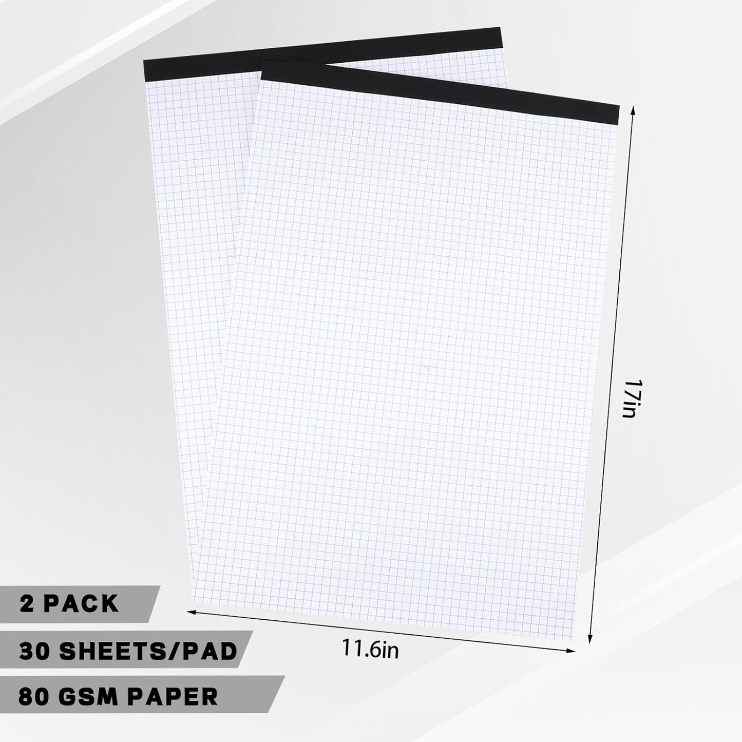 Thboxes Graph Paper 17" X 11.6", 2 Pack 4x4（4 Squares Per Inch） Easy Tears Off Grid Paper Pad Engineering Technical Drawings Plotting, Graph Paper Notebook for School, Office Graph 30 Sheets Notepads