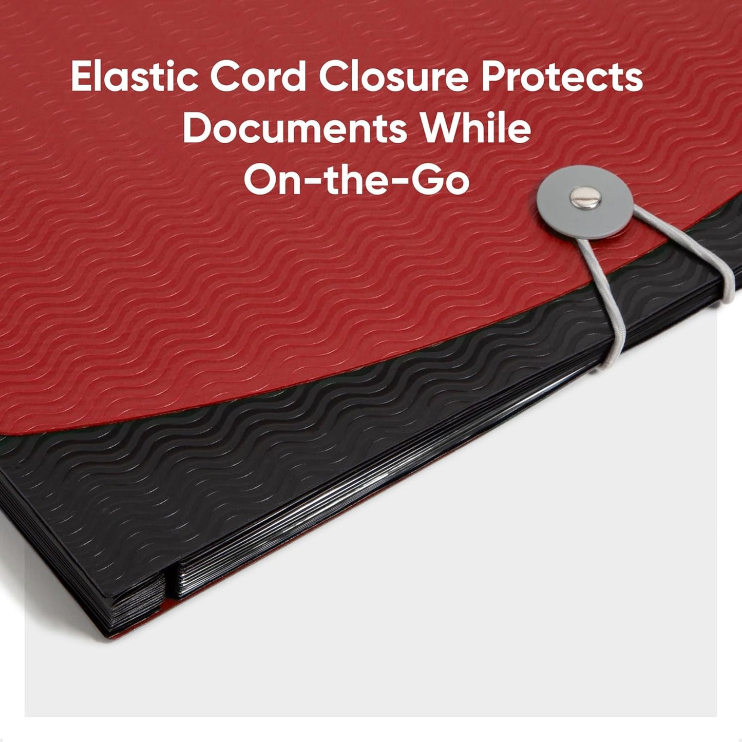 Smead Poly Frequency Expanding File Folders, Flap and Cord Closure, Letter Size, Wave Pattern, 13 Pocket, Red/Black (70866)