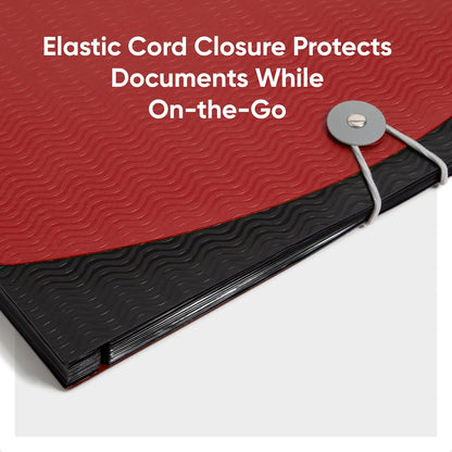 Smead Poly Frequency Expanding File Folders, Flap and Cord Closure, Letter Size, Wave Pattern, 13 Pocket, Red/Black (70866)