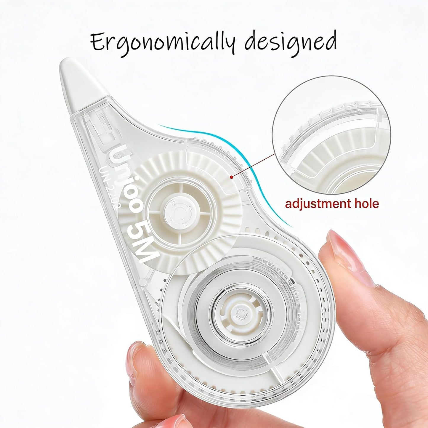 Unjoo White Correction Tape, Easy To Use Applicator for Instant Corrections Wrong Writing At Any Time, For school, Office (12pack, 5M/196" x 0.2", Black)