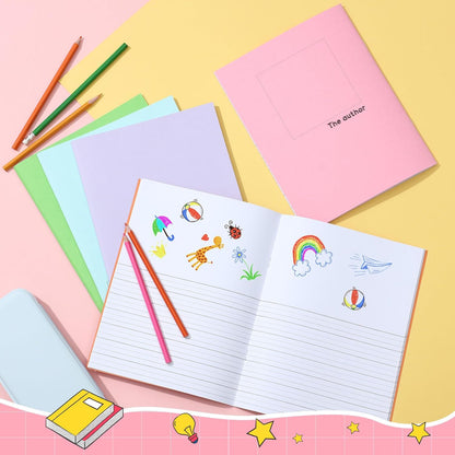 Henoyso 12 Pcs Primary Composition Notebook K-2 Primary Journal, Notebook for Kids Supplies, Bulk Blank Writing Book for Kid to Write Draw Journal 60 Page (9.8″ X 7.5″,Light Color)