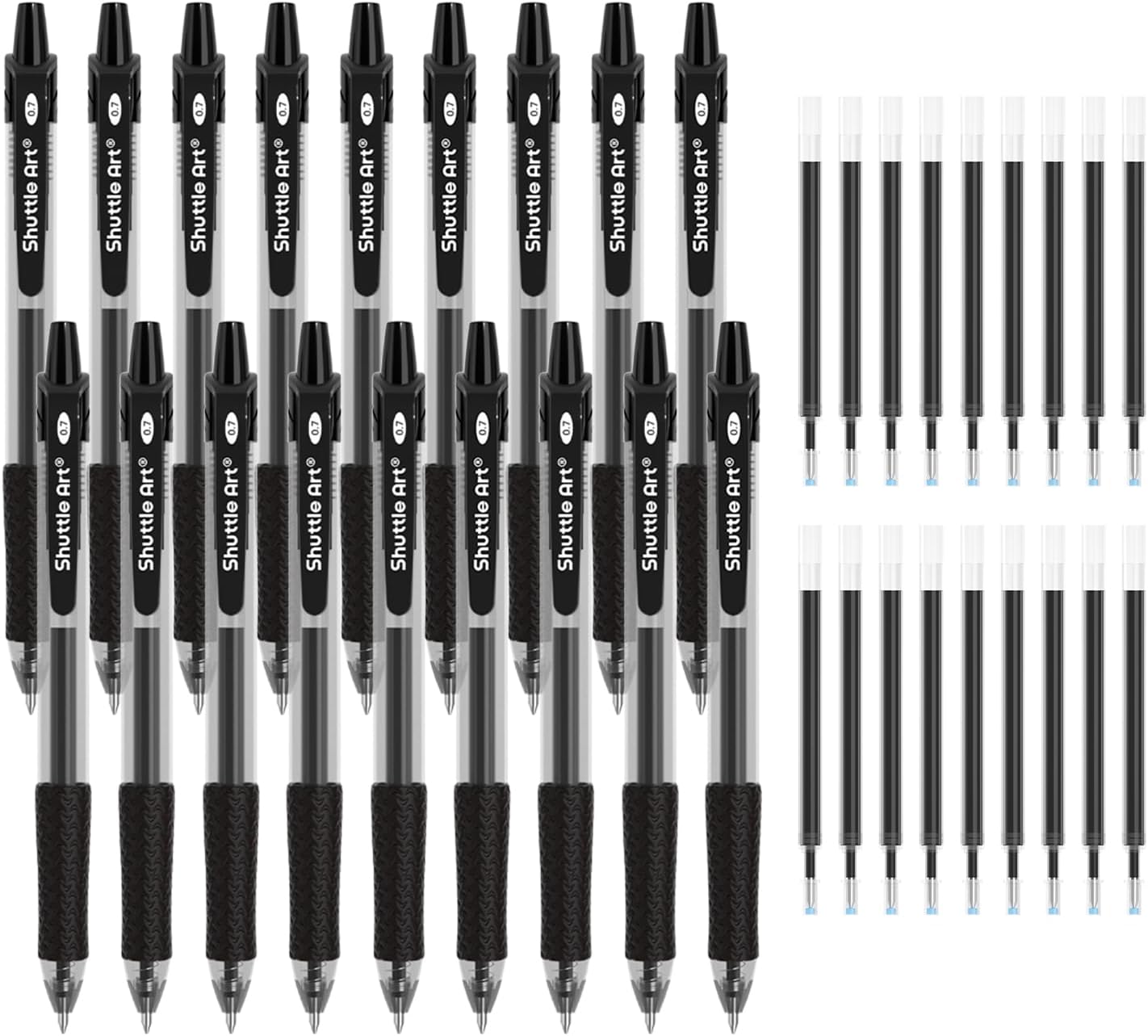 Shuttle Art Black Gel Pens, 48 Pack(20 Pens with 28 Refills) Retractable Medium Point Rollerball Gel Ink Pens Smooth Writing with Comfortable Grip for Office School Home Work