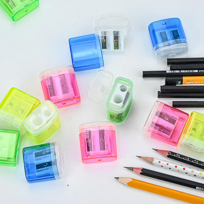 AUSTARK 4Pcs Pencil Sharpeners Manual for Kids Adults, Dual Hole Small Handheld Pencil Sharpener Bulk for Office School Home, Back to School Supplies