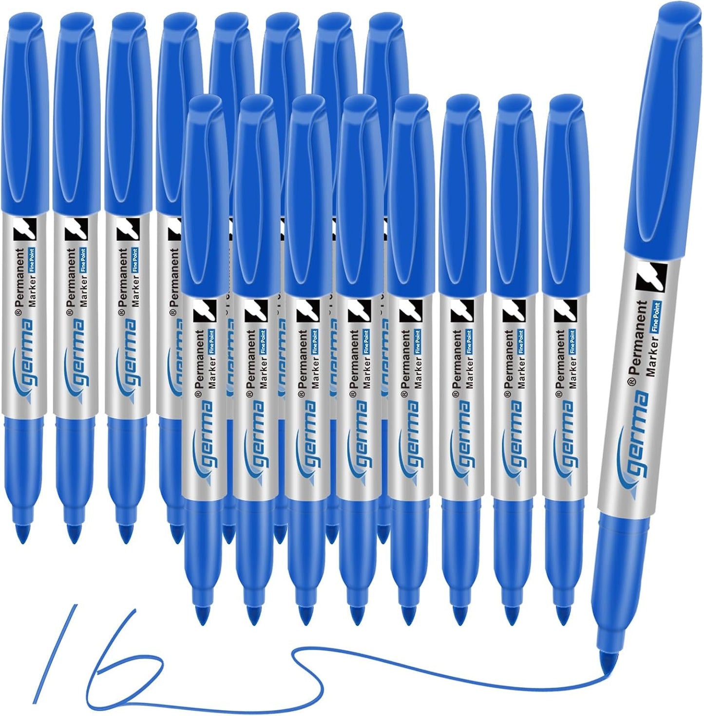 Cgerma Ultra Fine Point Permanent Markers Black, 18 Pack Ultra Fine Tip Markers, Waterproof, Quickly Dry, No bleed, Works on Plastic, Wood,Stone, Metal and Glass for School Office Home