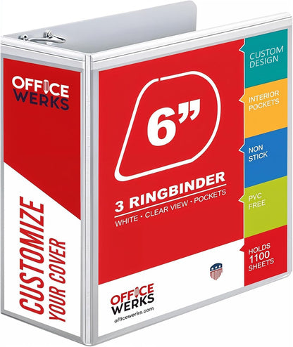 3 Ring Binder, Professional Angle D Ring Binder 5 Inch, Presentation Folder for Standard Pages 8.5 x 11 with Pockets, Crystal Clear View White (1 Pack)