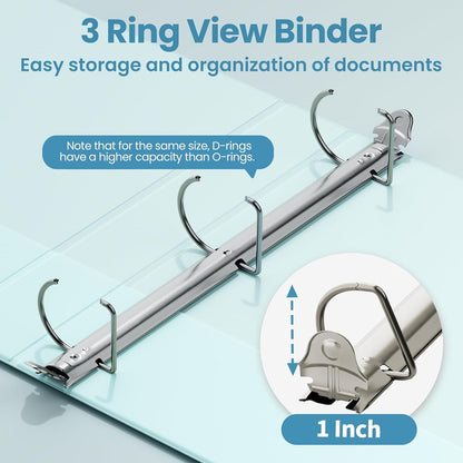 SUNEE 3 Ring Binder 2 Inch, Clear View Binder Three Ring PVC-Free (Fit 8.5x11 Inches) for School or Office Supplies, Light Purple, 1 Pack