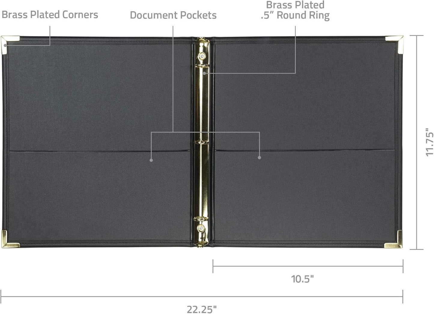 Samsill Classic Collection Leather 3 Ring Binder, Executive Presentation Portfolio, 0.5 Inch (Holds 100 Sheets), Brass Round Ring, Burgundy