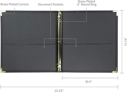 Samsill Classic Collection Leather 3 Ring Binder, Executive Presentation Portfolio, 0.5 Inch (Holds 100 Sheets), Brass Round Ring, Burgundy