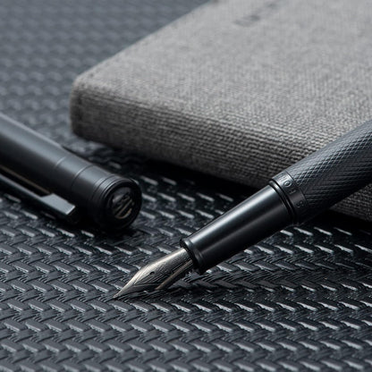 Hongdian Matte Black Forest Rollerball Pen with Schmidt Black Ink Refill, Classic Design with Metal Case for Business Signature