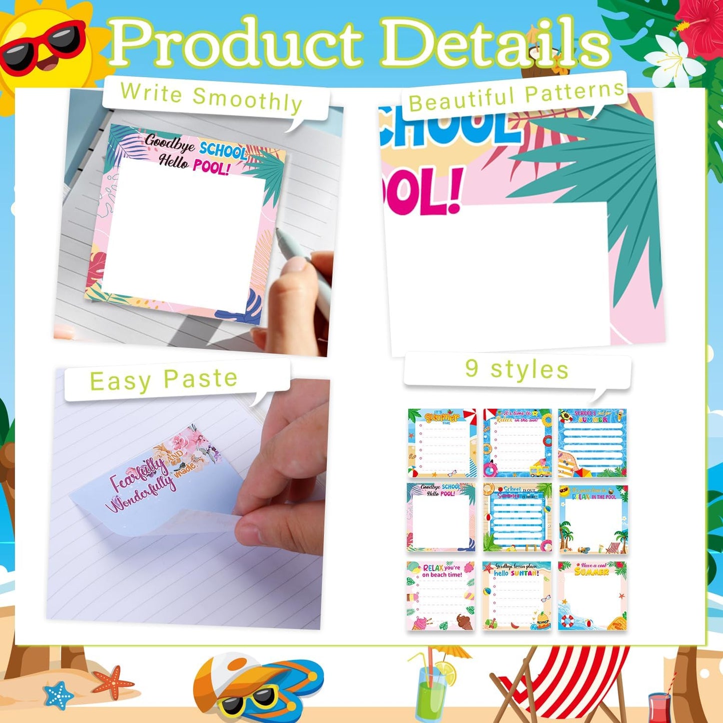 Inspirational Sticky Notes Gifts - 9 Pack Funny Positive Quotes Notepads 3x3 Inches, Fun Motivational Self-Adhesive Memo Pads Office Study Supplies for Friends Coworkers (450 Sheets)