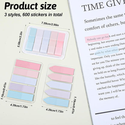 600 Pcs Sticky Indexing Tabs Page Markers Sticky Index Tab Post Tabs Flags Stickers Book Annotation Bookmark Notes for Book Notes Easy Remove Reading Index Folders File Note