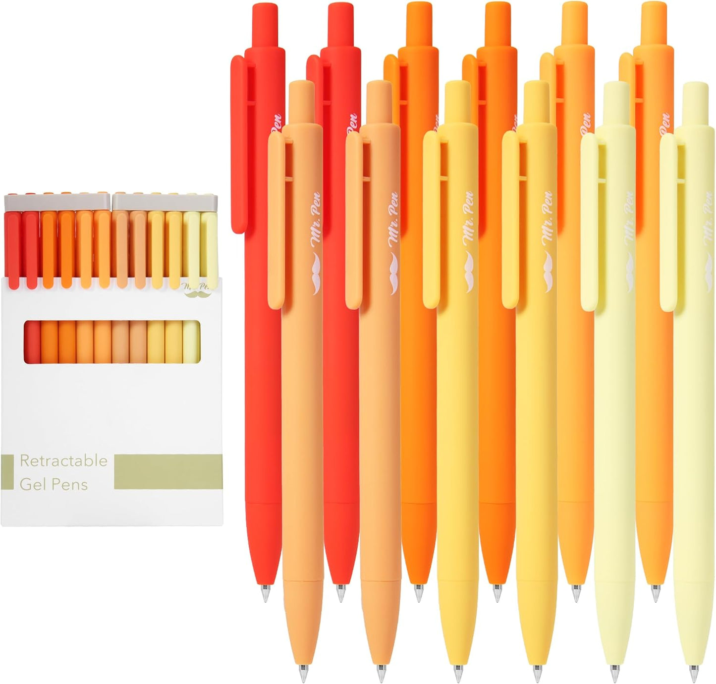 Mr. Pen- Retractable Gel Pens, 12 Pack, Colorful Ink, Fine Point 0.7mm, Fast Dry, Smooth Writing, Cute Pens for Drawing, Writing Planner and School Supplies