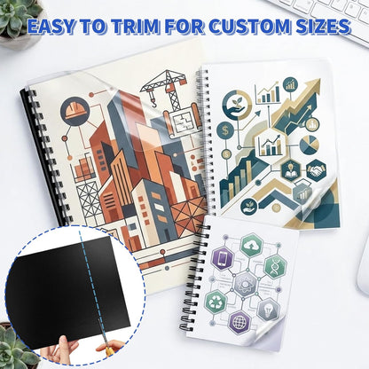 60 Pack Binding Covers and Backs Set, 8.5 x 11 Inches, 30P Clear PVC Covers (8 Mil), 30P Black Sand-Textured Polycovers (12 Mil)，Presentation Covers for Binding, Letter Size