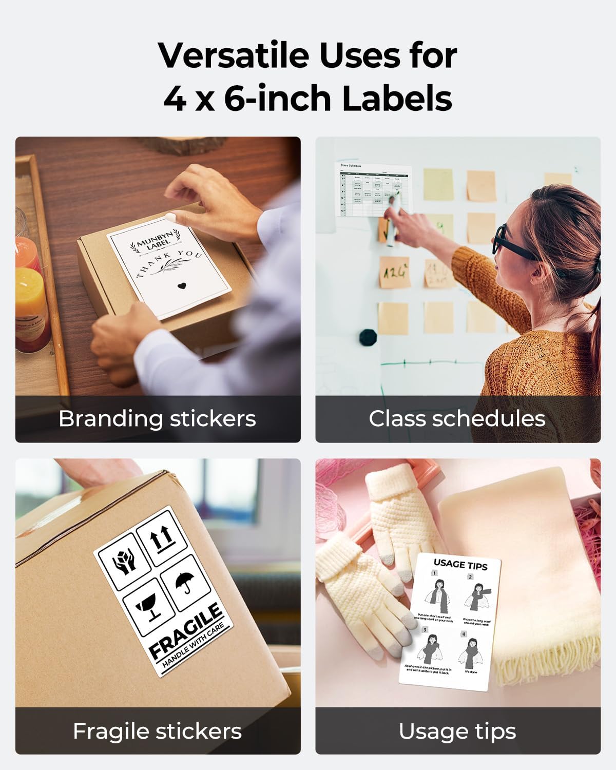 MUNBYN Thermal Direct Shipping Label (Pack of 500 4x6 Per Fanfold Labels) - Commercial Grade