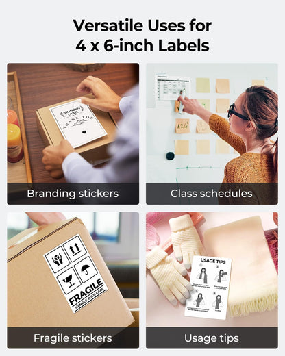MUNBYN Thermal Direct Shipping Label (Pack of 500 4x6 Per Fanfold Labels) - Commercial Grade