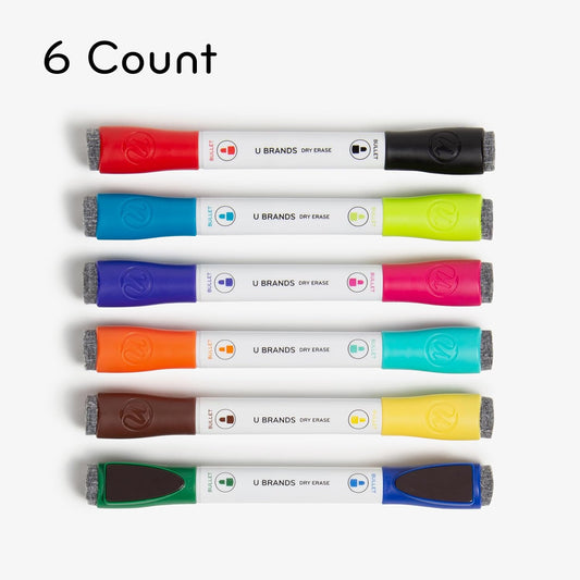 U Brands Fine Tip Dry Erase Markers with Eraser, Magnetic Double Ended Whiteboard Markers, Low Odor, Assorted Bright Colors, Set of 8