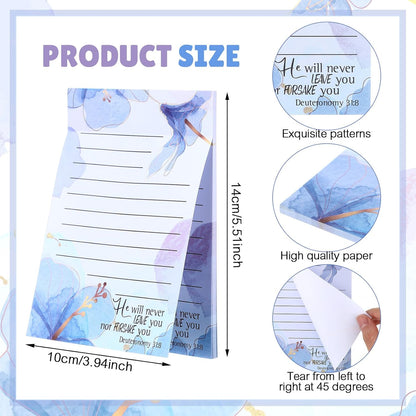 Gersoniel 8 Pack Christian Sticky Notes Gifts for Mothers Day Bulk for Church Small Scripture Inspirational Memo Pads Floral Adhesive Religious Bible Verse Quotes Notepads, 4 x 5.5 Inch(Simple Style)
