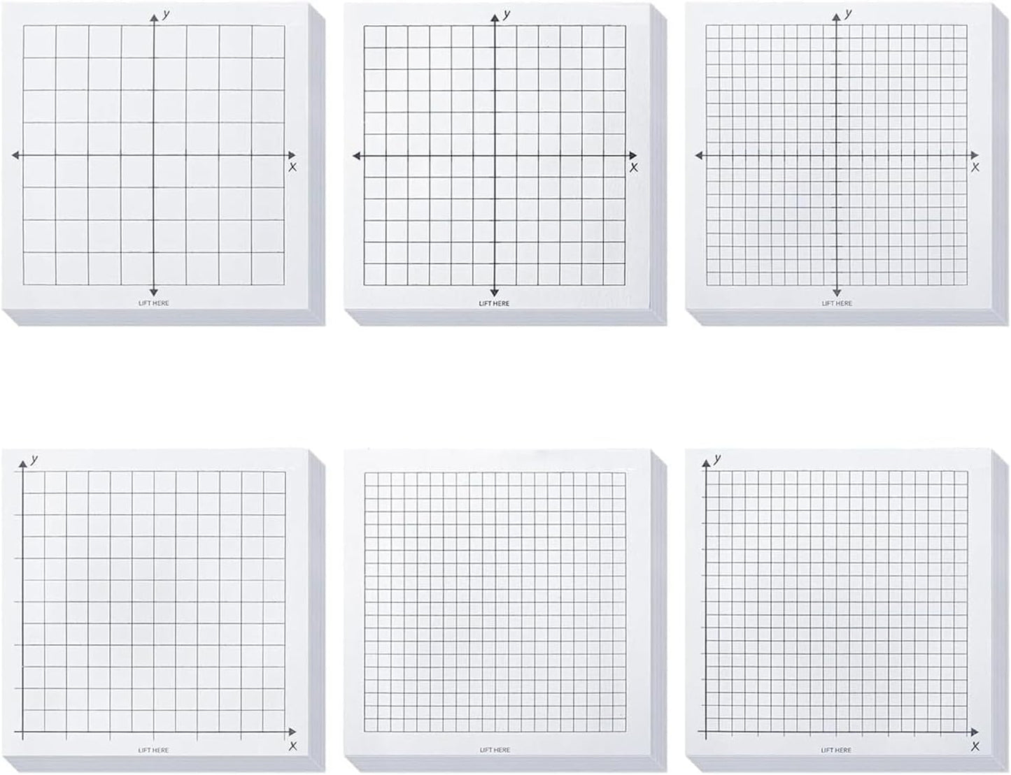 6 Pads Self Stick Graph Paper Sticky Notes Adhesive Grid Notepad Mini Graph Pads Lined Mini Graph Pads for Office School Math Supplies, 50 Sheets Per Pad, 6 Styles