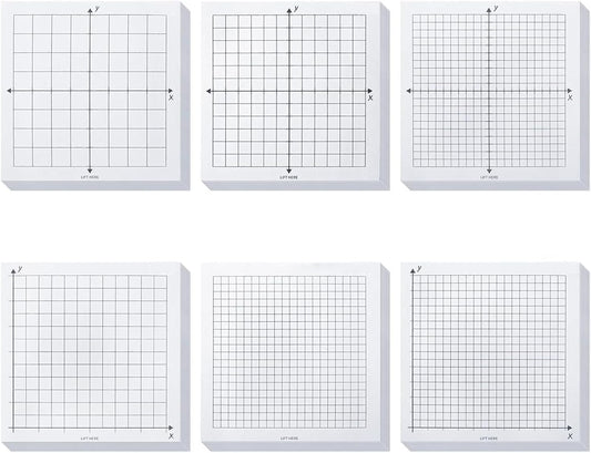 6 Pads Self Stick Graph Paper Sticky Notes Adhesive Grid Notepad Mini Graph Pads Lined Mini Graph Pads for Office School Math Supplies, 50 Sheets Per Pad, 6 Styles