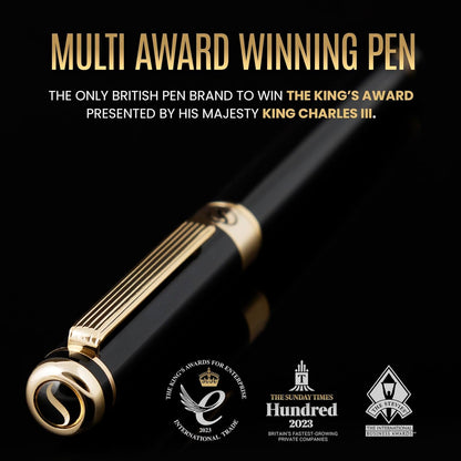 Scriveiner Midnight Blue Rollerball Pen - Stunning Blue Lacquer Luxury Pen, Chrome Finish, Schmidt Ink Refills, Men & Women, Professional, Executive Office, Nice Pen