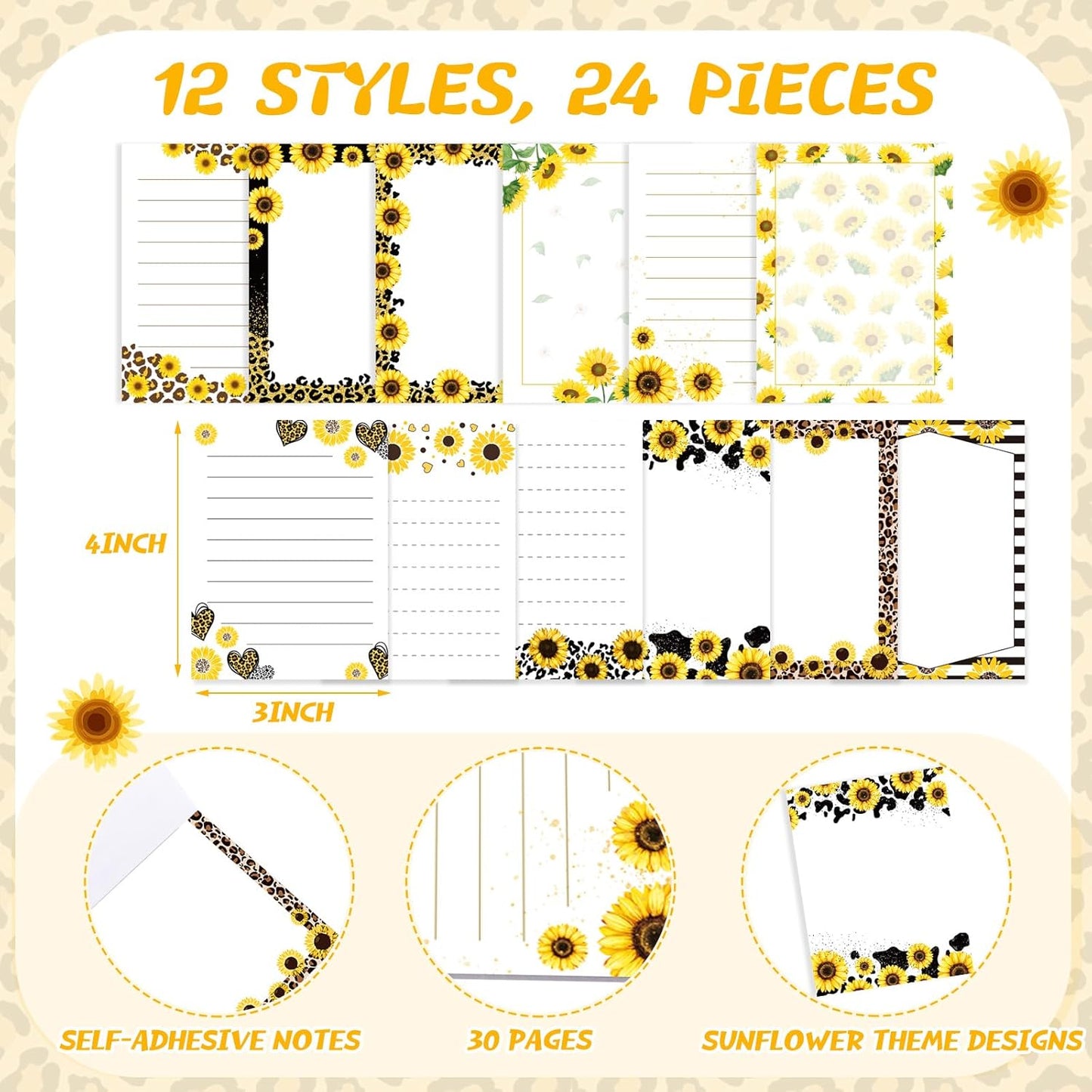 Gilprop 24 Pack Cat Sticky Notes Gift 3x4 Inch Cute Self Stick Notepads Adhesive Cartoon Cat Memo Pad Fun Kawaii Animal Sticky Notes for Teacher Women Valentines Office Home Christmas Pet Lover Gift