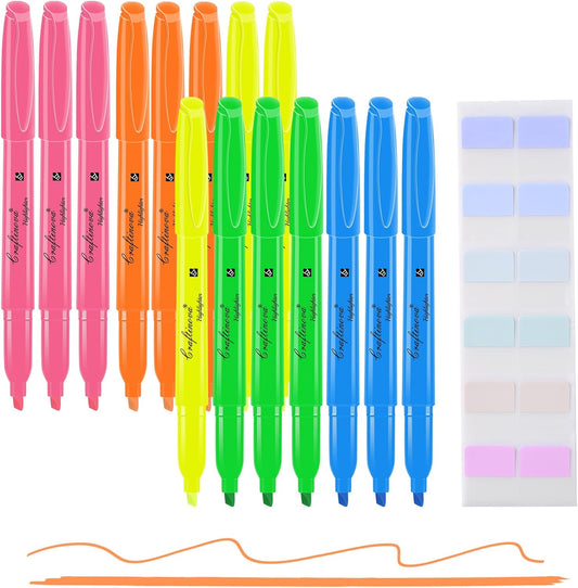 Assorted Colors Fluorescent Highlighters, 32 Count, with 120 Pcs Sticky Index Tabs, Chisel Tip Colored Highlighter Bulk, Quick Drying, Perfect for Students Adults Classroom, School, Office