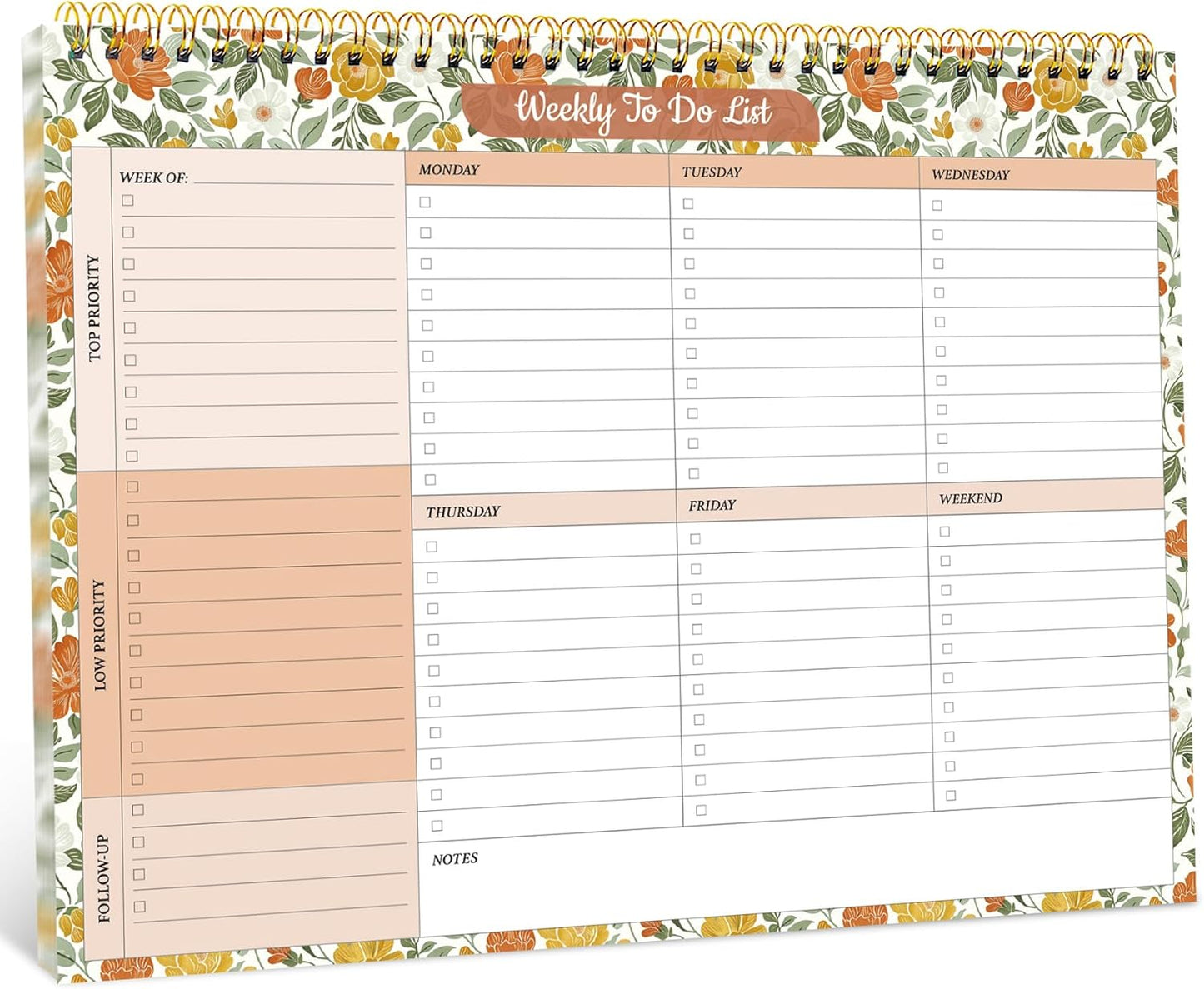 Taja Weekly To Do List Notepad with 52 Undated Sheets（8.5"×11"）- Weekly Desk Planner for Women & Man, Work and Home -1 Pack Violet Dream
