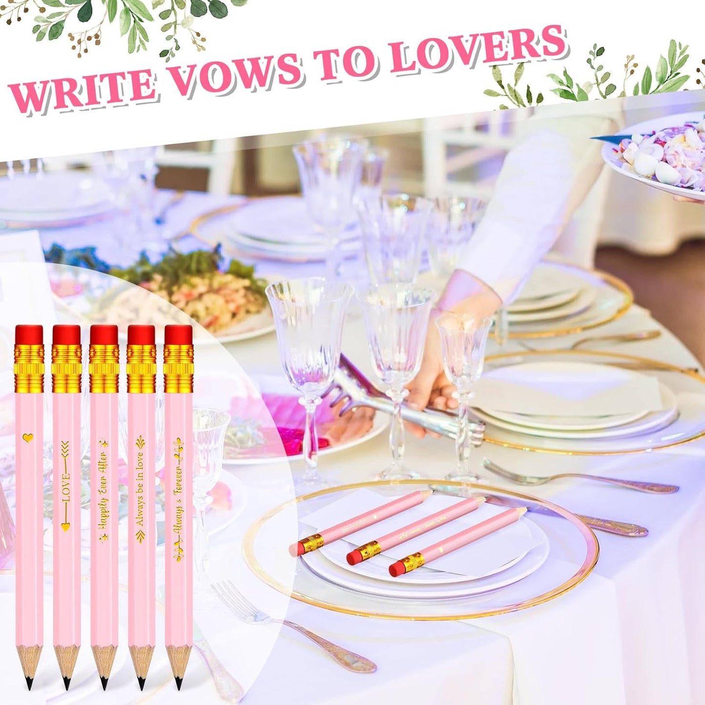 Crtiin 50 Pcs Bridal Shower Pencils Half Golf Wedding Pencils with Eraser 4 Inch Short Pocket Pre Sharpened for Wedding Game Bridal Shower Presents Classroom School(Wood Color)