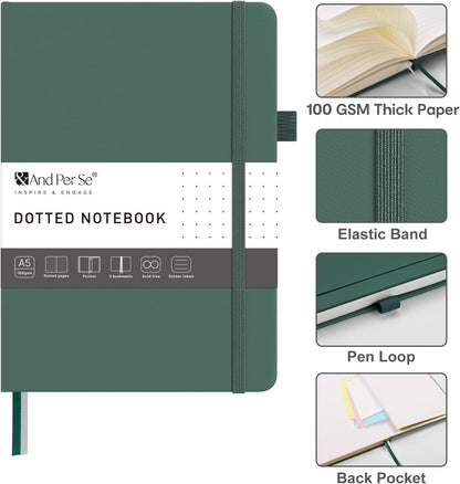 &And Per Se Lined Journal Notebook – A5 5.7”x8” College Ruled, 160 Pages, 100gsm Thick Paper, Journaling Notebooks for Writing (Black)