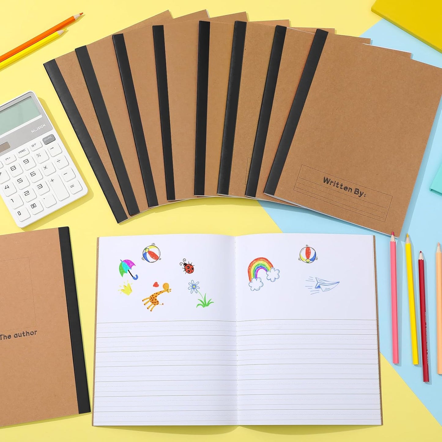 Henoyso 60 Pack Primary Composition Notebook, 9-3/4" x 7-1/2", Kids Primary Journal, K-2 Writing Notebook for Kids Student Draw Write Story Journal Half Blank Books(Macaron Color)