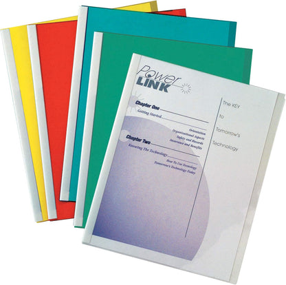 C-Line Report Covers with Binding Bars, Red Vinyl, Red Bars, 8.5 x 11 Inches, 50 per Box (32554)