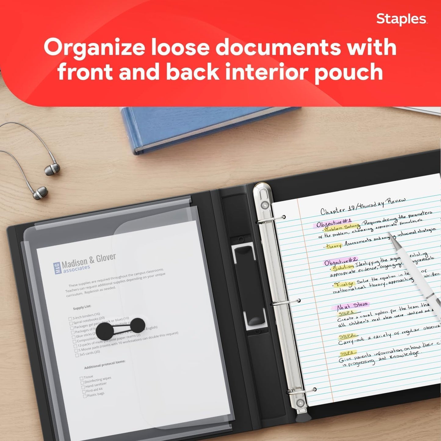 Staples Better Binder 2-Inch D-Ring View Binder, Reinforced Spine, Holds Up to 540 Sheets, Teal, for Office & School