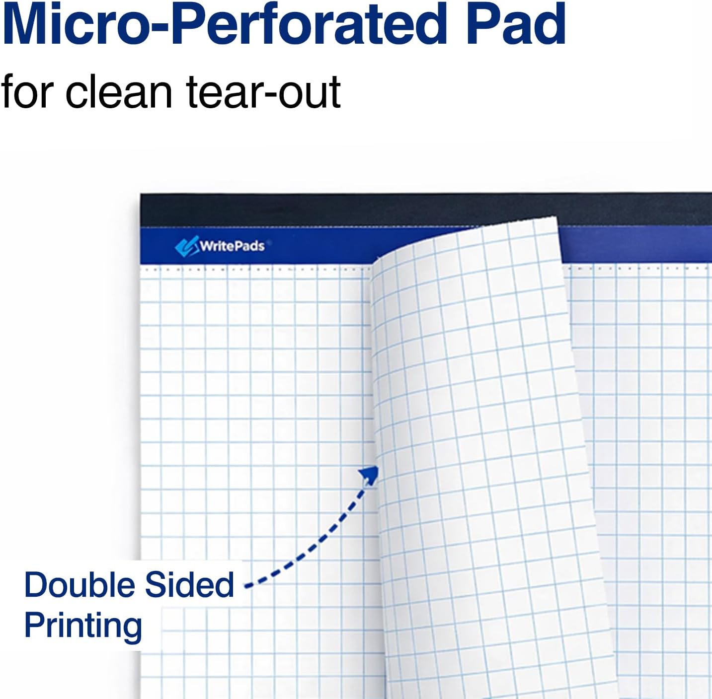 Graph Paper Pads 8.5 x 11, 4x4 Quad Ruled Graph Paper, 2 Pack, 50 Sheets Per Pad, White Graphing Paper Notebook with Sturdy Back & Micro-Perforated Pages, Made in USA, for School, Math, Drafting & Office