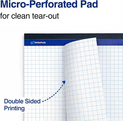Graph Paper Pads 8.5 x 11, 4x4 Quad Ruled Graph Paper, 2 Pack, 50 Sheets Per Pad, White Graphing Paper Notebook with Sturdy Back & Micro-Perforated Pages, Made in USA, for School, Math, Drafting & Office