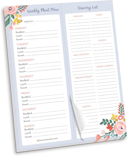 bloom daily planners Horizontal Weekly Tear-Off To Do List Planning Pad - Undated Notepad Organizer & Healthy Habit Tracker - 8.5” x 11” - Floral