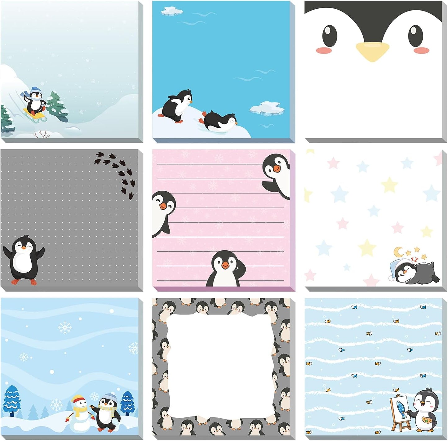 9 Pads Wildflower Sticky Notes 3x3 Inch Cute Self Stick Notepads Notes Adhesive Memo Pad Office Decor Gifts for Students School Teacher Meeting Office Supplies