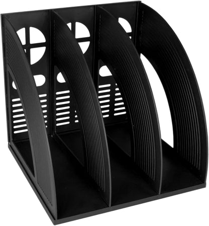 SAYEEC 2Pcs Magazine Holder Plastic File Sorter Binder Holder for Desk Folder Organizer Stand Book Shelf Dividers Vertical Filling Storage Rack Desktop Bookshelf Display Box for Office School (Black)