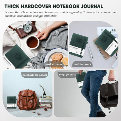 Lined Journal,A5 Lined Notebook for women,384 Pages Green Hardcover Leather Journal for men,College Ruled Notebook for note taking Lined Journal note book for work,school
