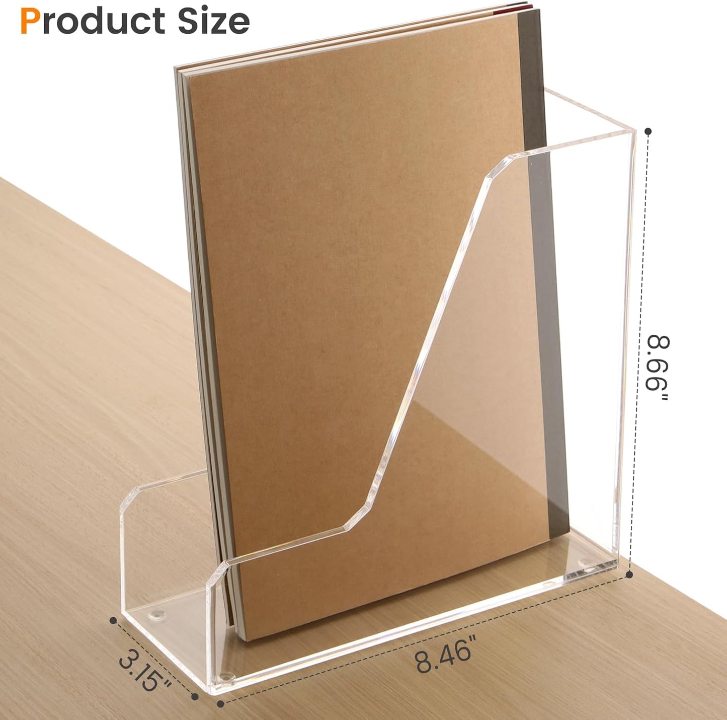 HeZone Acrylic Magazine Rack File Holder Desk Organizers and Storage 2-Pack Small Clear Acrylic Vertical Magazine Holder Book Stand for Office Desk