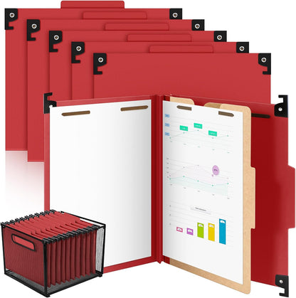 Henoyso 10 Pcs Hanging Classification Folders Bulk with 2 Prongs, 1 Divider Letter Size, 2 Inch Expansions Pressboard File Folder, 1/3-cut Tab File Organizer (1 Divider,Green)