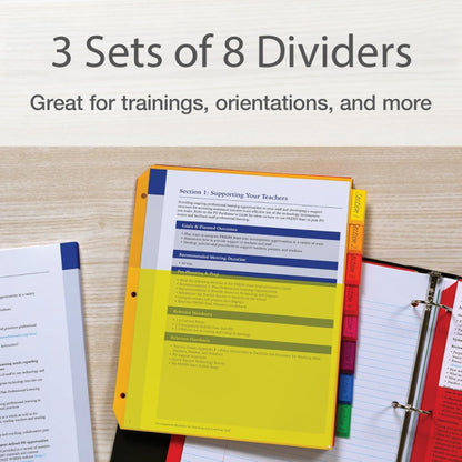 Oxford Heavy-Duty 8-Tab Plastic Binder Dividers with Pockets for Three Ring Binders - Essential Back to School Supplies and Organization Solution (1 Set)