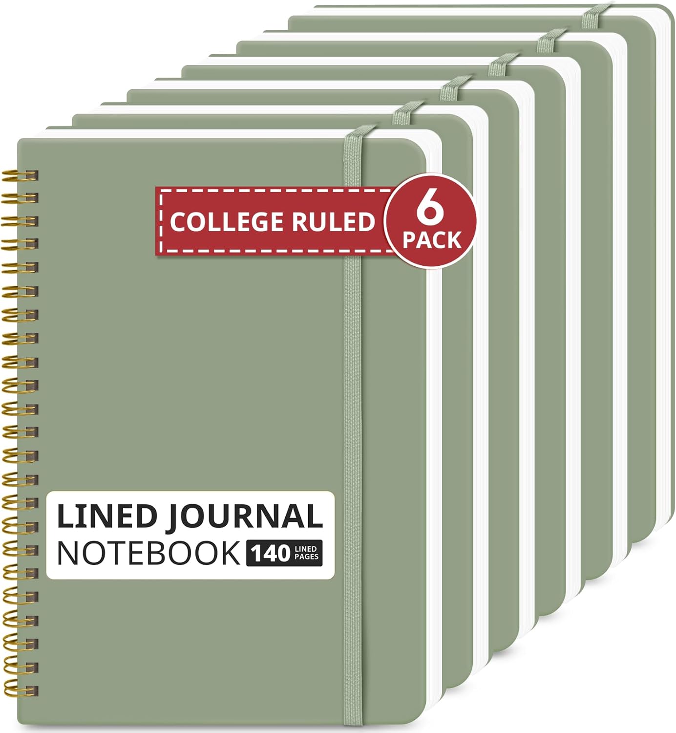 Taja Lined Spiral Journal Notebook for Women & Men, 140 Pages, College Ruled Hardcover Notebook for Work & Note Taking, Journals for Writing, A5(5.7" x 7.9") - Green