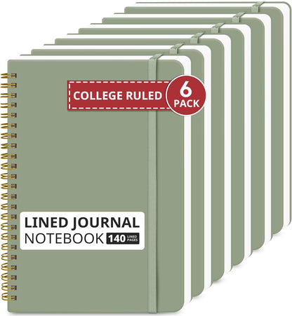 Taja Lined Spiral Journal Notebook for Women & Men, 140 Pages, College Ruled Hardcover Notebook for Work & Note Taking, Journals for Writing, A5(5.7" x 7.9") - Green
